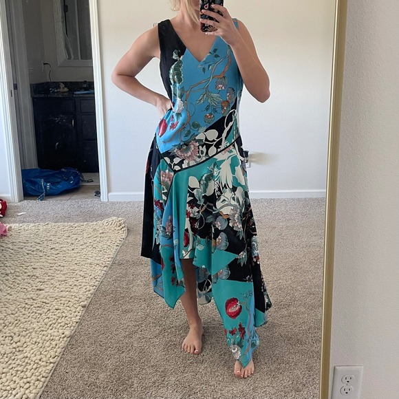 Nordstrom Taylor Asian Print Handkerchief Hem Maxi‎ Dress - Picture 1 of 9